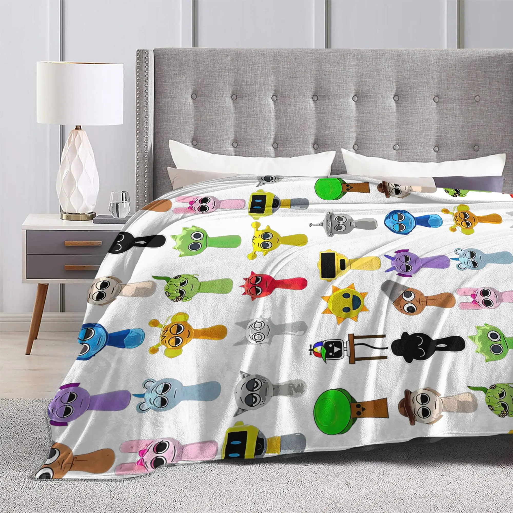 Cartoon Sprunki Incredibox Game Blankets Flannel Spring/Autumn  Breathable Soft Throw Blanket for Sofa Outdoor Plush Thin Quilt