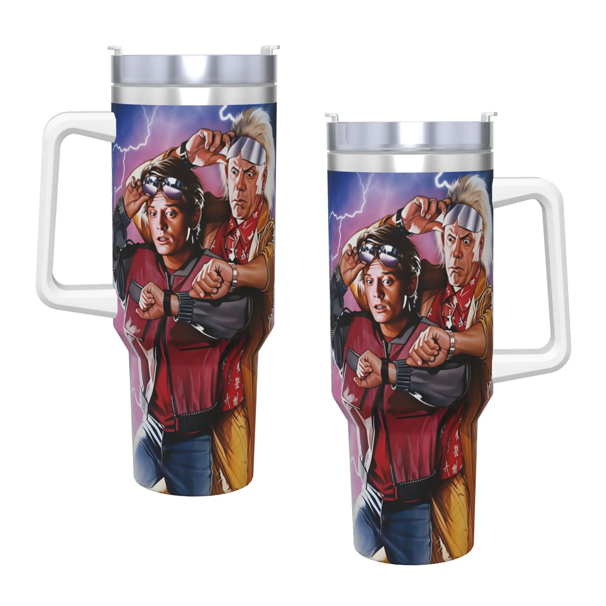 Stainless Steel Tumbler Back To The Future Thermal Cups  Keep Heat Hot Drinks Car Mugs Driving Printed Water Bottle