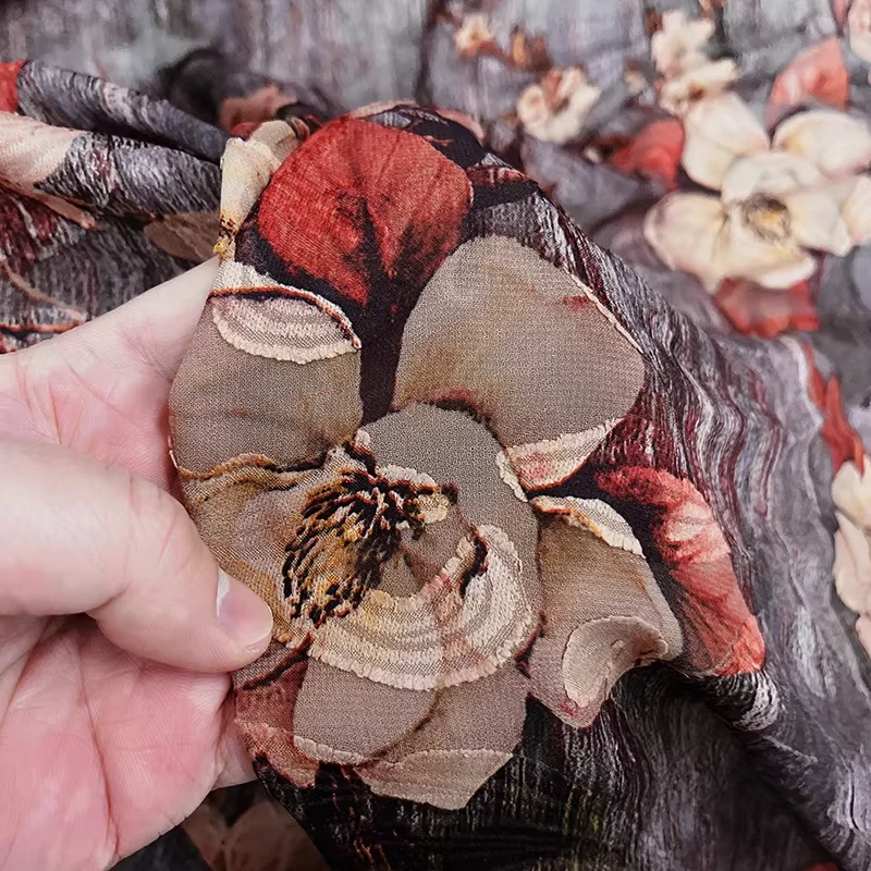 

Printed semi-transparent chiffon fabric lightweight handmade DIY clothing design fabric