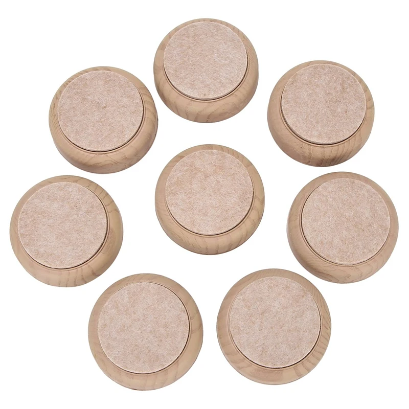 HOT-8Pcs Vilt Floor Cups 60Mm Ronde Meubilair Vilt Wielen Non Slip Floor Protector Voor Stoel Benen Meubels (Beige)