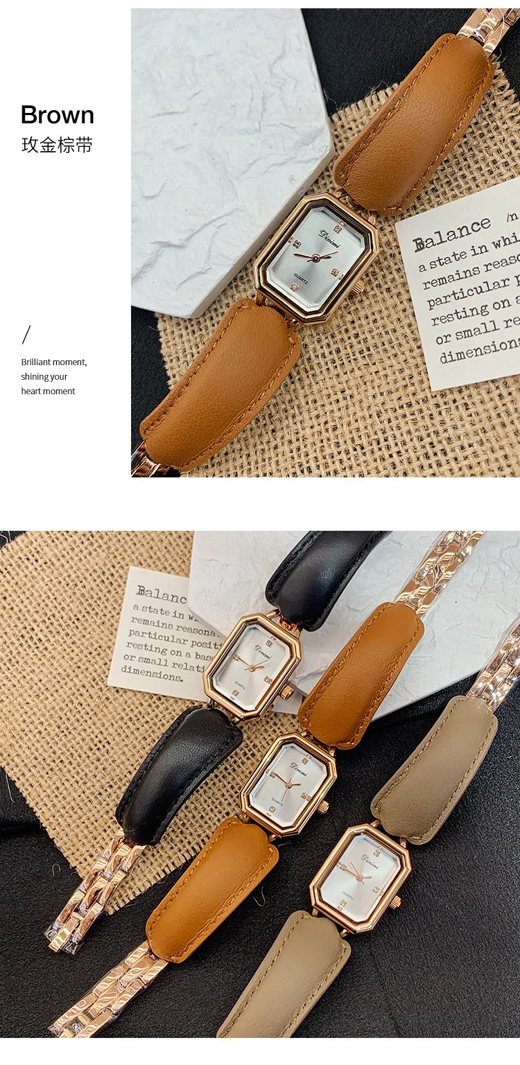 Commuter belt retro design watch women's square bracelet Xiaoxiangfeng niche quartz watch