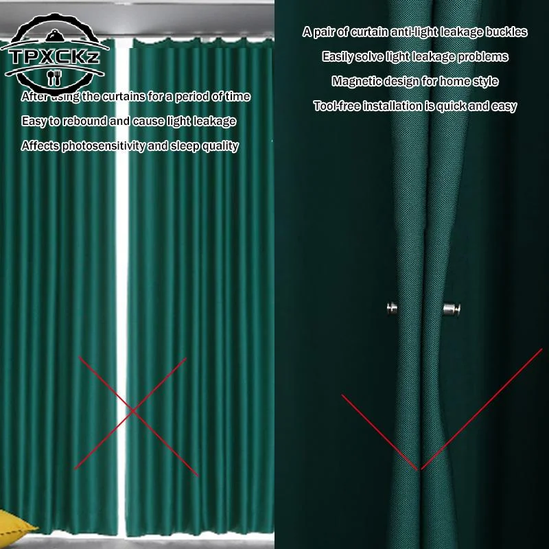 1Pair Curtain Magnetic Button Detachable Curtain Fix Fastener Clip Prevent Light Adjustment Window Screen Close Magnet Buckle