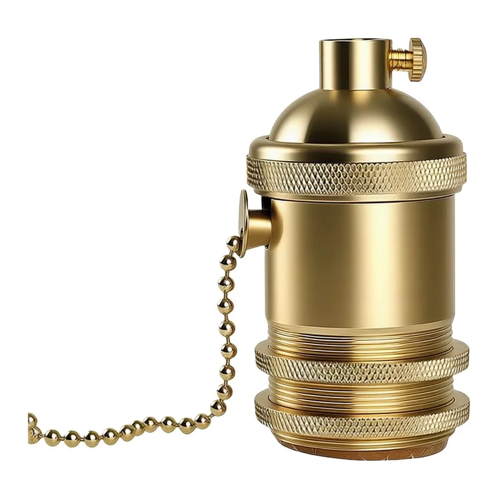 Retro Light Socket Yellow Vintage Lamp Holder Classic Aesthetic Design Easy On Off Operation For E27 E26 Bulbs