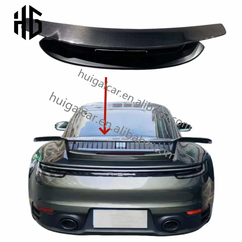 

High Quality Glossy 3K Carbon Fiber Fabric SD Style Car Wing Spoiler for Porsche 911 992 Turbo S Trunk Ducktail Spoiler Wings