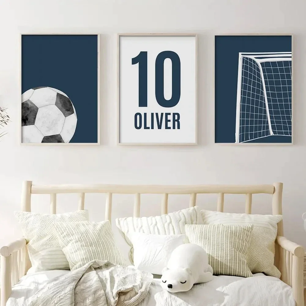 3pcs Football-Themed Wall Art, Personalized Football Designs Poster, Customizable with Names and Numbers; The Perfect Gift.
