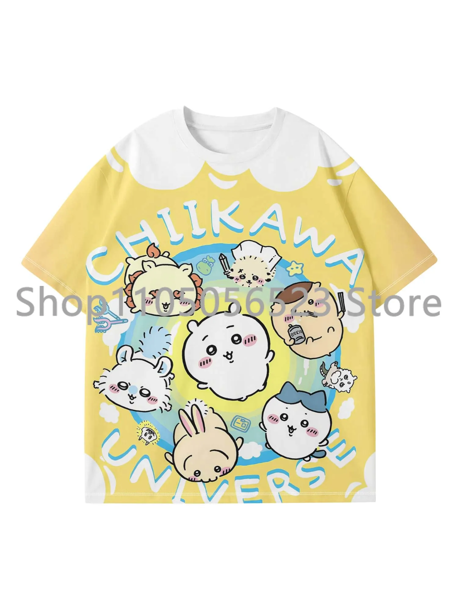 2025 جديد Chiikawa الكرتون تي شيرت الأطفال الكبار الصيف قصيرة الأكمام تي شيرت غير رسمي تي شيرت رياضي التجفيف السريع بلايز المحملة