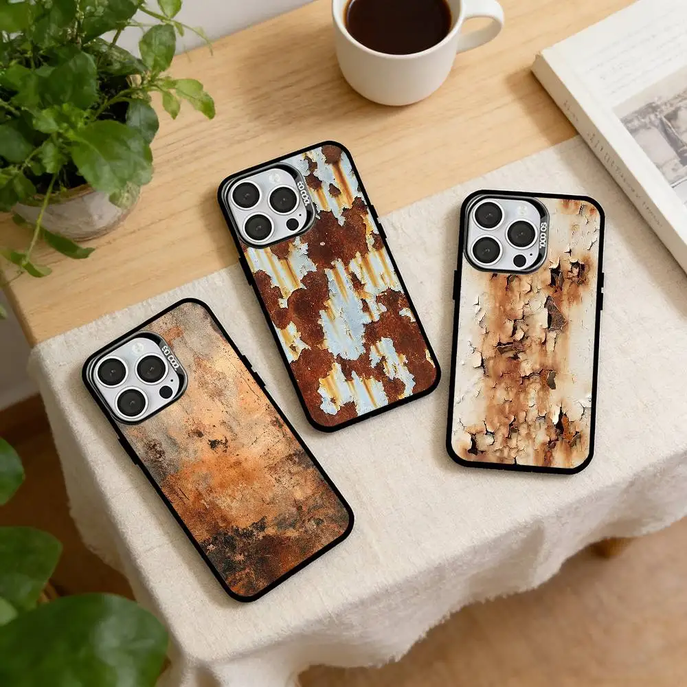

Retro Industrial Style Rusty Phone Case For iPhone 17,16,15,14,13,12,11 Plus,Pro Max,XS,Colored Silver Plated Inside Cover