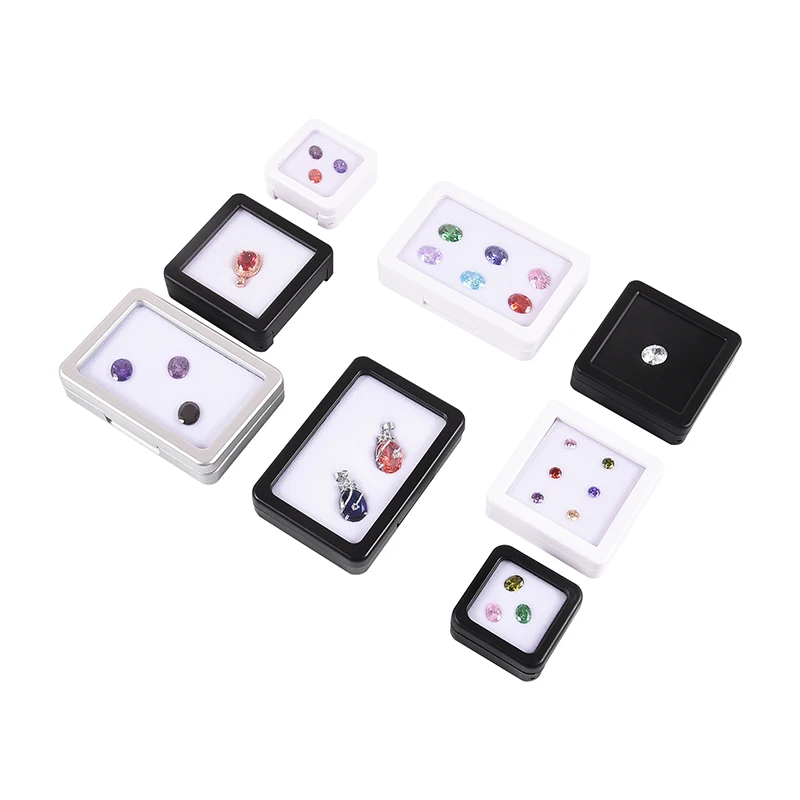Top Glass Gem Box Gemstone Holder Display Loose Diamond Stone Show Jewelry Case Storage Organizer Tool Coin Jar Novel Container