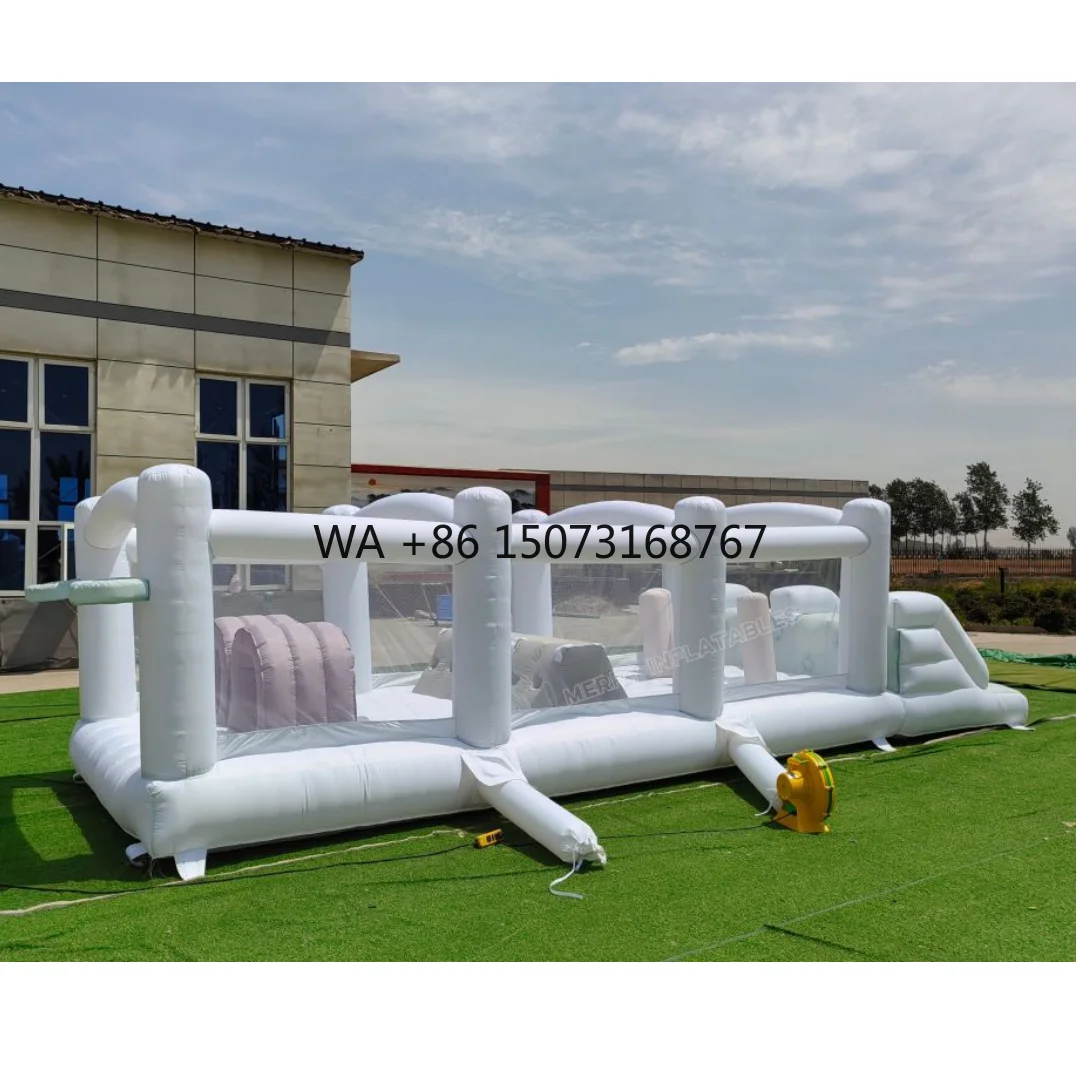 outdoo Parcors d'obstacles blanc 5 en 1، توبوجان، ديابايتيك، إسكاليد، منحدر، كرة السلة، ميزون قابل للنفخ، ألعاب التضاريس