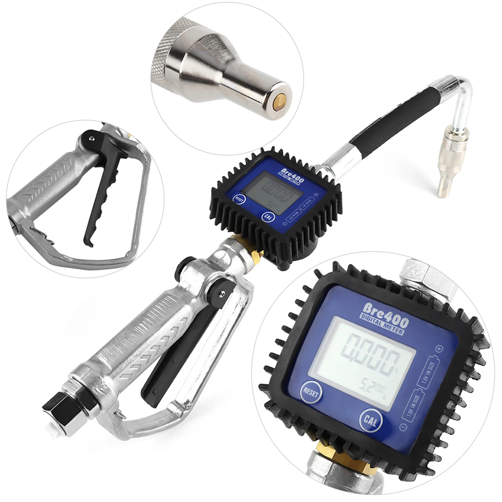 

1pc Digital Fuel Oil Lubricant Nozzle Gun Fueling Nozzle with Flow Meter