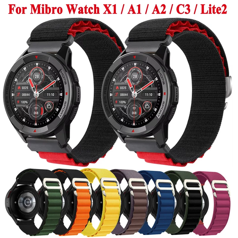 20mm 22mm ナイロンストラップ Xiaomi Mibro Watch X1 A1 A2 A3 C3 C4 ウォッチバンド Mibro Lite/Lite 2/Lite 3 スポーツブレスレットウォッチバンド用