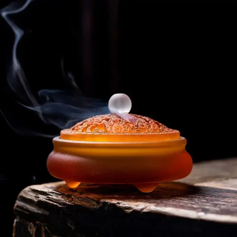 Glass Incense Burner Three-legged Glass Home Creative Incense Burner Decoration Antique Buddha Incense Burner
