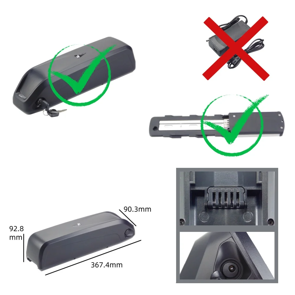 Down Tube Hailong Pro Electric Bike Battery 36V 10ah 13ah 15Ah