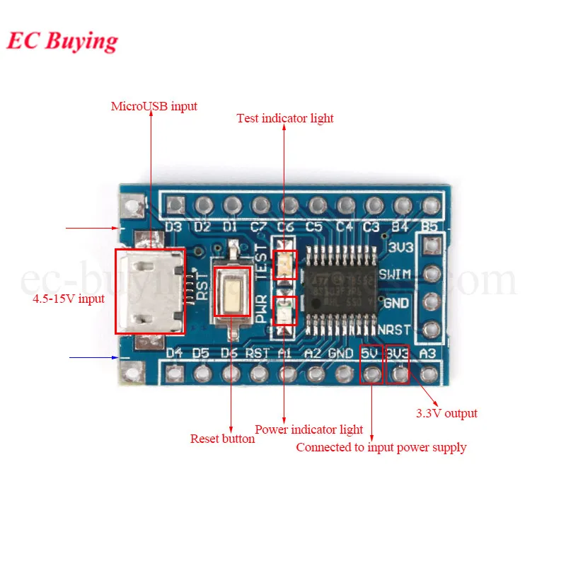 5Pcs/1pc STM8S103F3P6 System Board ARM STM8 STM8S STM8S003 Minimum Core Development Board Demo Module for Arduino