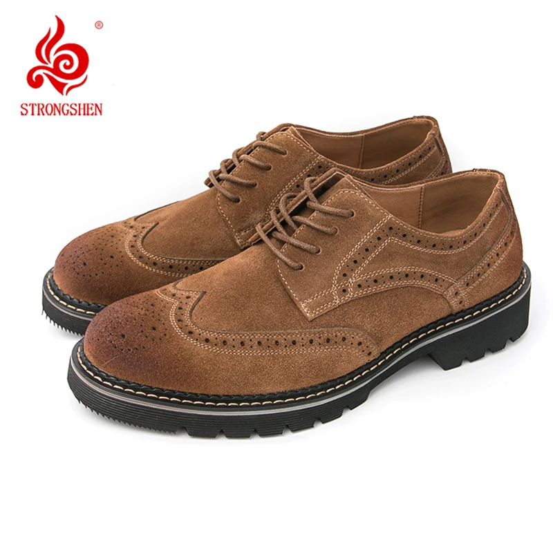 

Luxury Men's Business Formal Shoes Suede Leather Brogue Wedding Shoes Adult Footwear Classic Casual Non-Slip Sole Leather Shoes