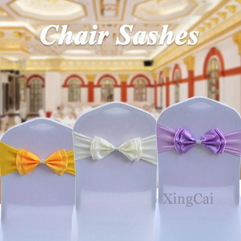 Chair Sashes Stain Ribbon Belt Knot Bow Tie For Hotel Country Wedding Ceremony Events Birthday Party Decoration Supplier 1Pcs