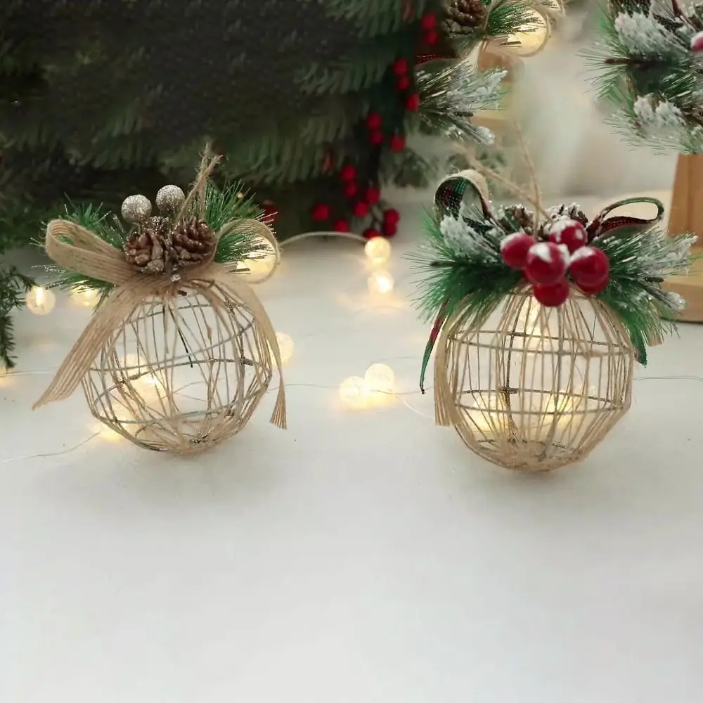 DIY Supplies Iron Christmas Ball Creative Delicate Christmas Tree Pendant 8cm Waterproof Hollow Ball Hanging Ornament Holiday