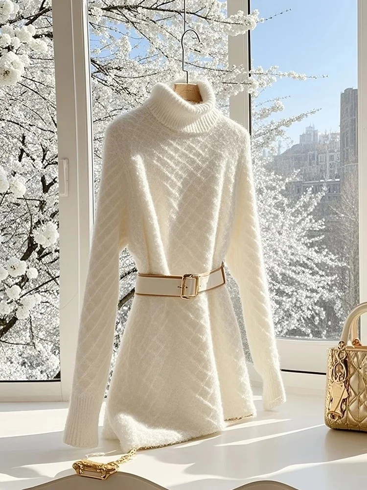 

Women Knitted Pullover sweater 2025 Autumn Winter Temperament Korean Female Jumper Vestidos Casual Fashion Ladies Top E11229
