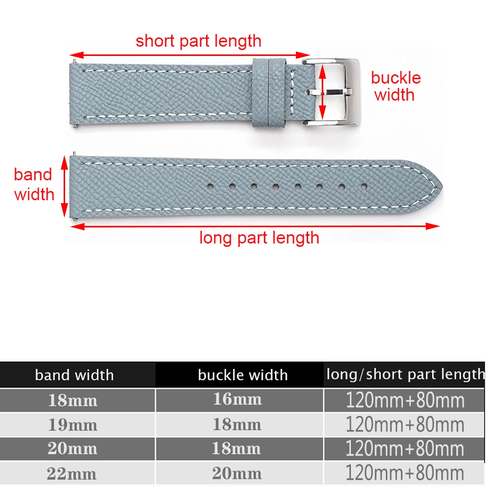 Top Grain Leather Epsom Watch Strap 18mm 19mm 20mm 22mm Watchband Quick Release Wristband Belt Accessories for Men