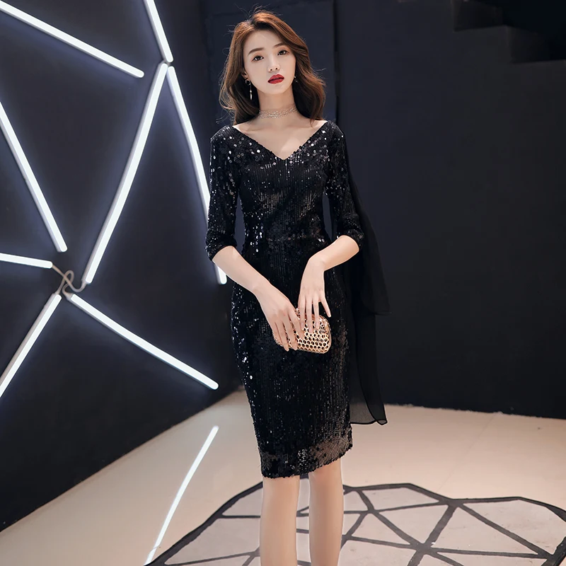 

Ele ort Bla Evening Dr Sexy High Waist Zipper Sle Korean Sle Birthday Par Women's Faion High End Gown