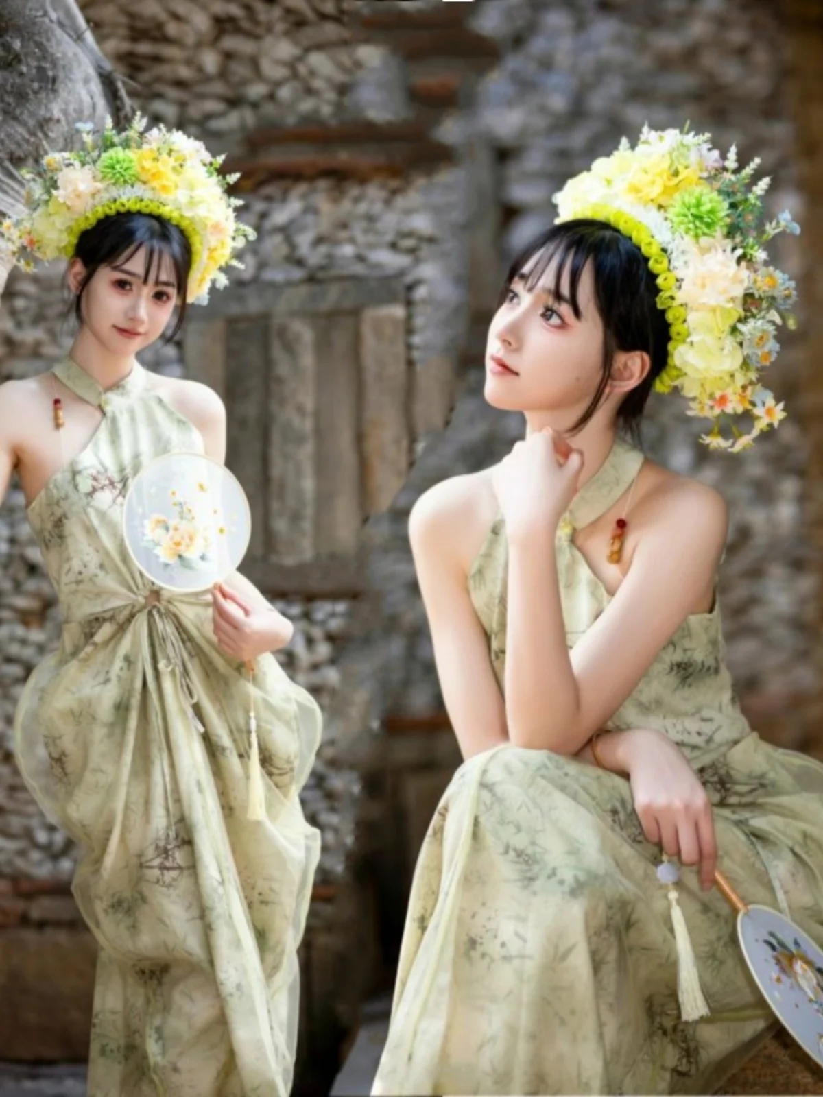 

Photography Costume Personal Portrait Travel Photography Artistic Photo Qing Dynasty Cold Tone Hairpin Theme Studio Dress