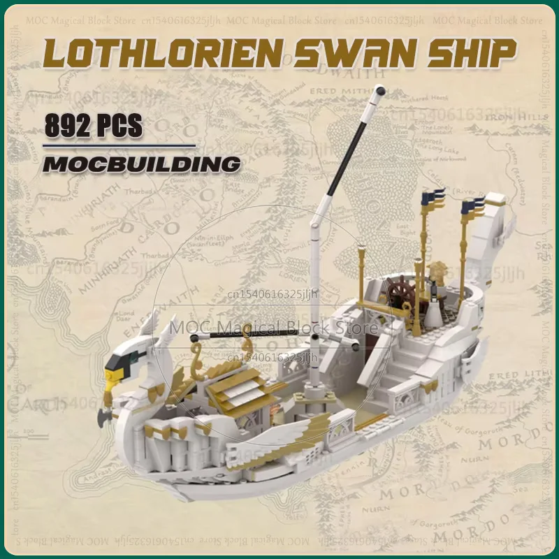 

Movie Scense Lothlorien MOC Swan Ship Building Blocks DIY Assembly Bricks Castle Model Collection Toys Xmas Gifts