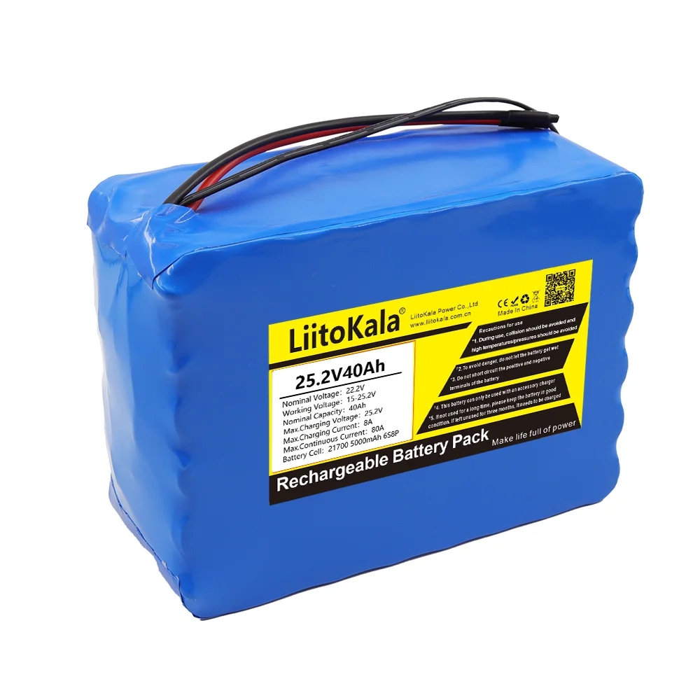 LiitoKala 24V10Ah/15Ah/20Ah/30Ah/40Ah battery pack 21700 6S 250w 25.2V lithium ion battery for wheelchair electric bicycle