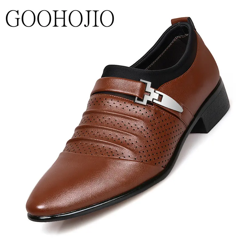 Hollow Out New Fashion Business Dress Men Shoes Classic Leather Men\'S Suits Shoes Fashion Slip-up Dress Shoes Men Oxfords