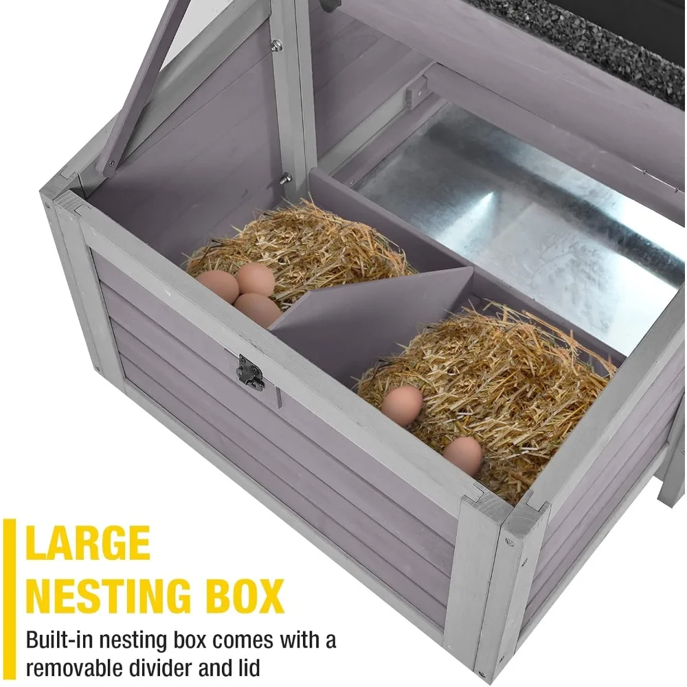 حظيرة الدجاج 67.3 بوصة بيت البط الكبير مع 4 صناديق التعشيش لـ 2-4 دجاج بيت الدجاجة في الهواء الطلق قفص الدجاج