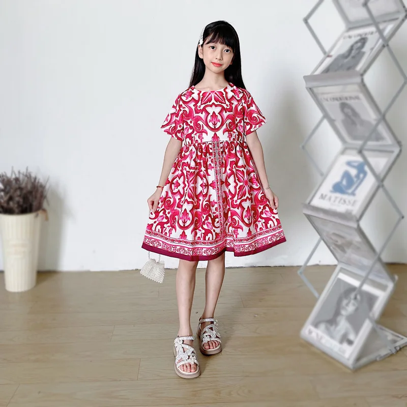 nuevo-vestido-de-verano-para-ninas-azul-y-blanco-con-detalles-rojos-manga-corta-estilo-europeo-y-americano