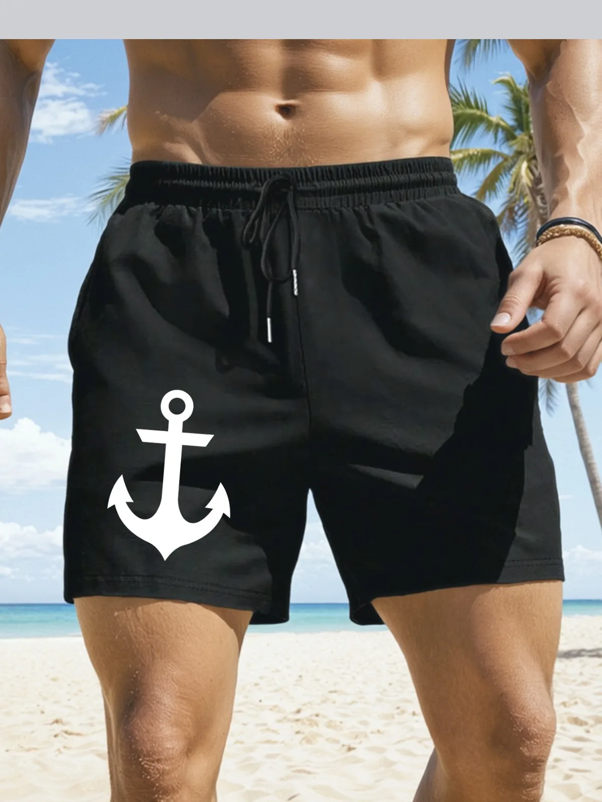 

Мужские повседневные шорты с принтом и пляжным стилем. Повседневная одежда. Шорты из полиэстера с карманами на талии и шнурком. Идеальный выбор для летней одежды.