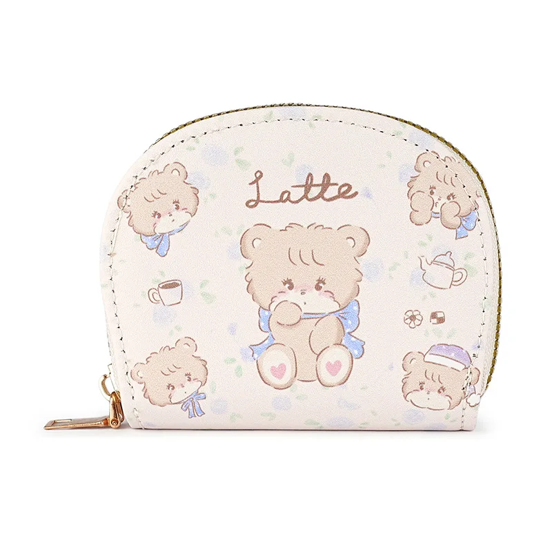 Медведь Латте ~ ins стиль мультфильм маленький держатель для карт ID сумка портмоне мини-сумка для хранения для девочек сумка на молнии