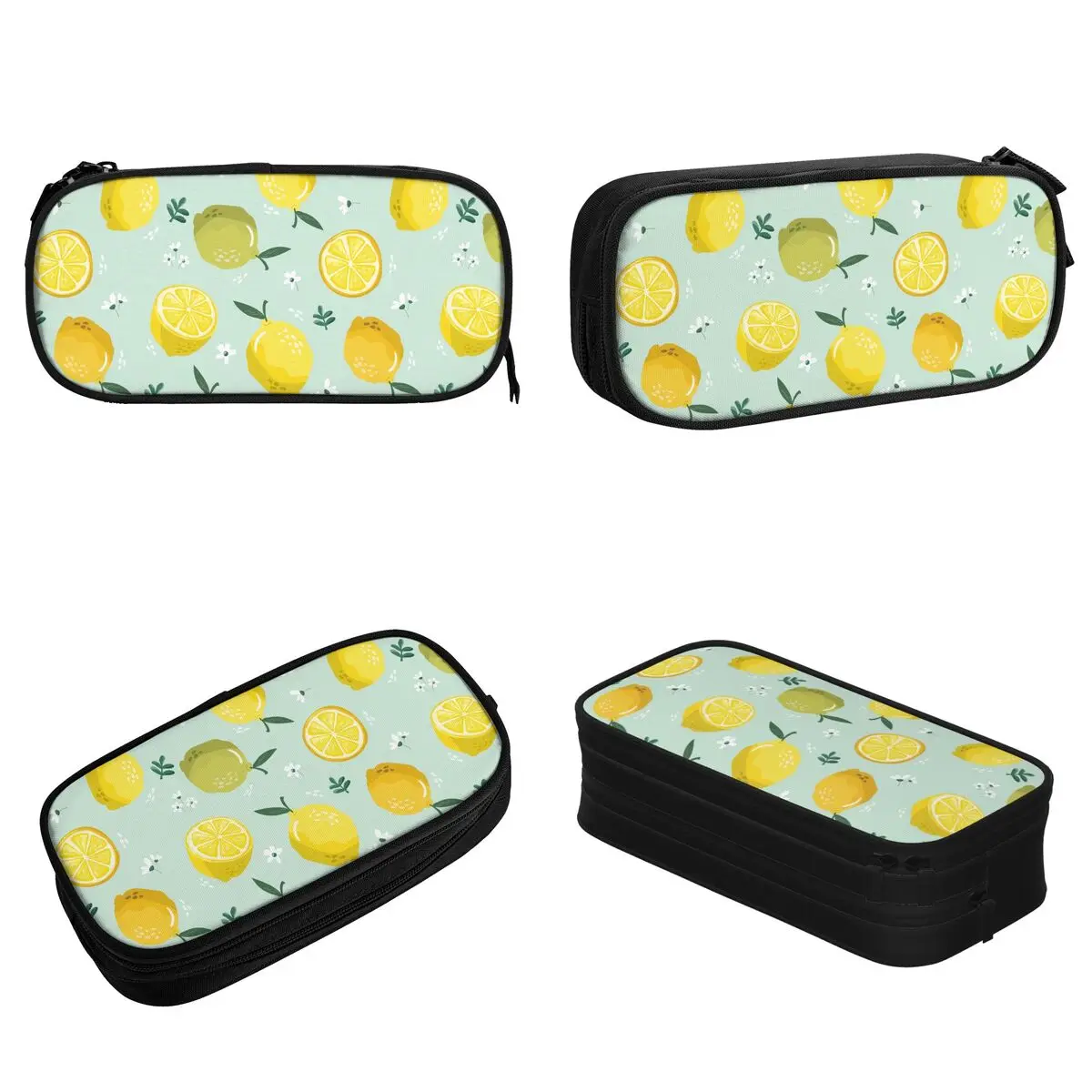 Lemon Flower Pencil Cases Cute Fruit Pattern Pen Holder Bag Student Big Capacity Students School Gift Pencil Pouch