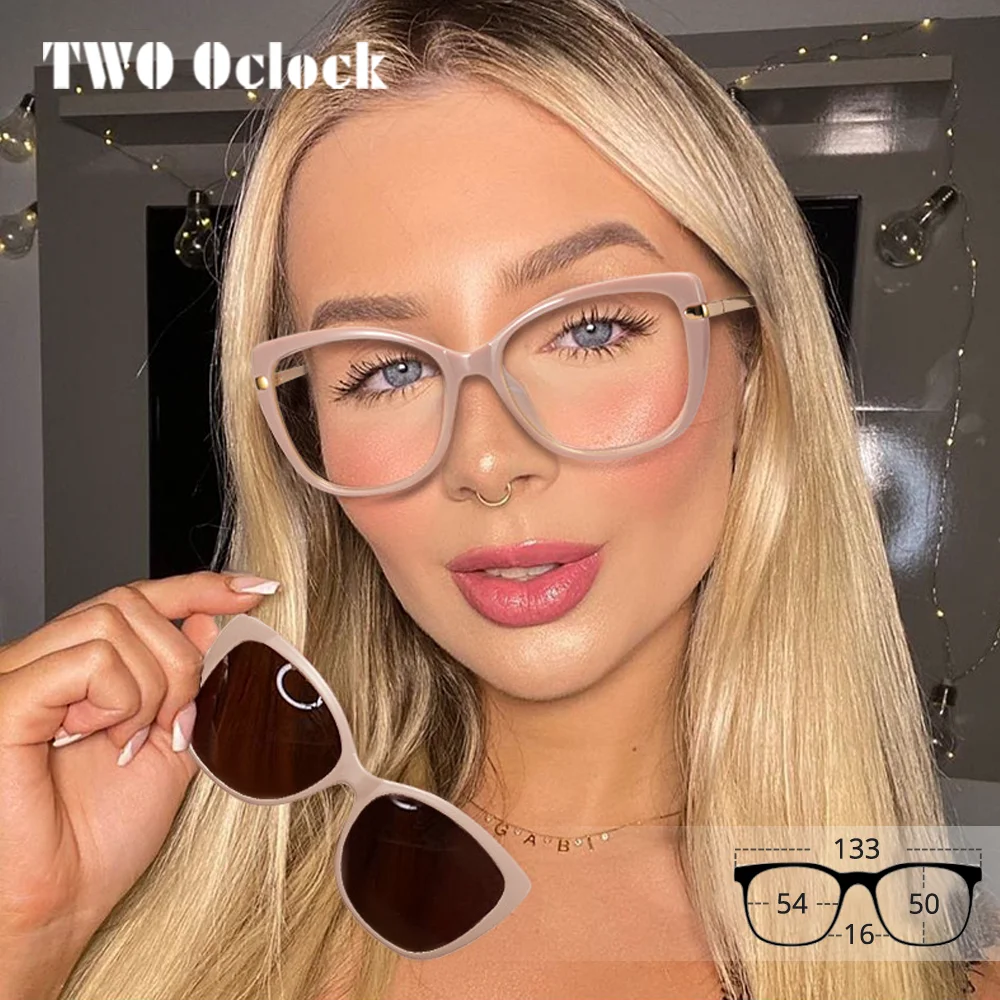 Designer 2-in-1 Driver's Magnet Sunglasses Women Spring Arm Blue Light Blocking Clip-On Glasses Woman TR90 Polarized Eyewear