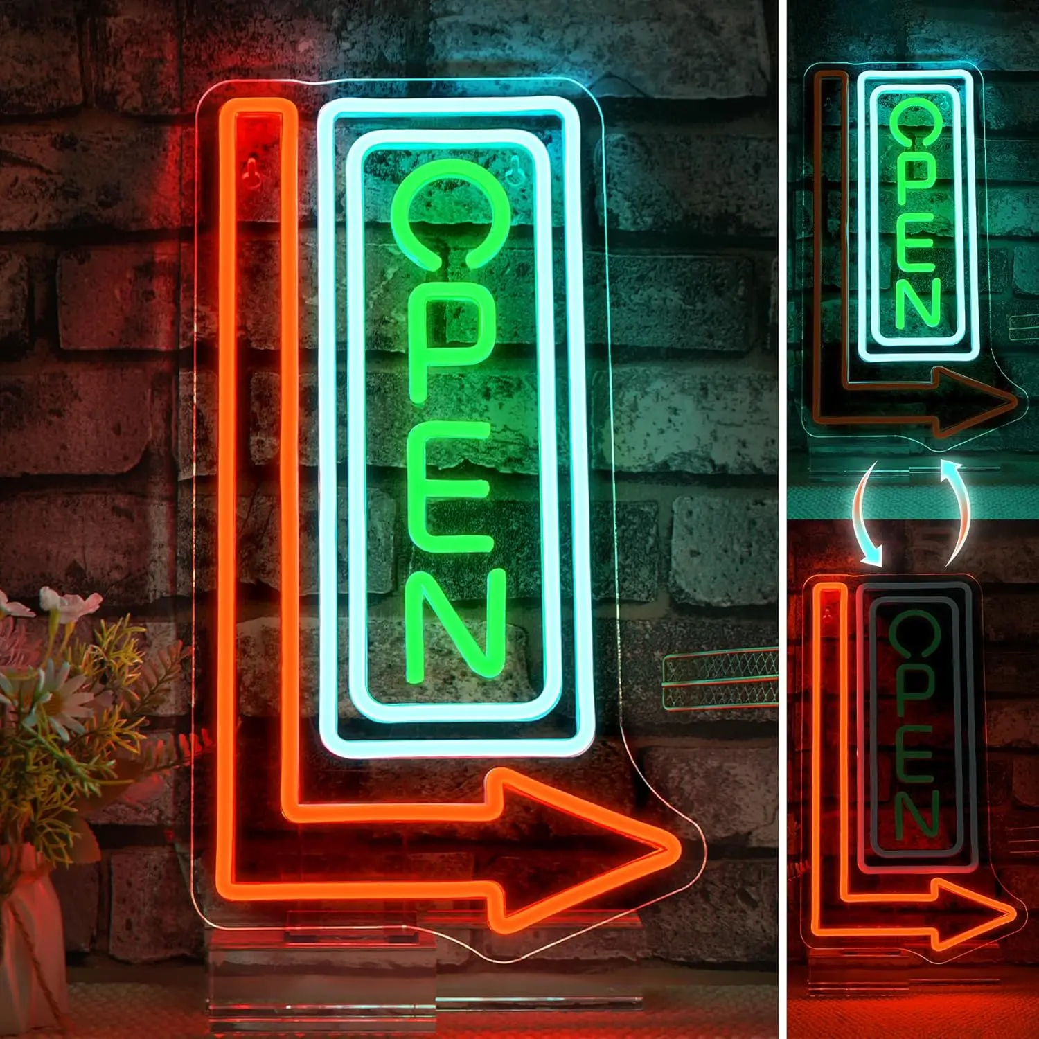 

Open Neon Light Sign Letter Led Neon Sign for Stores Cafes Flower Shop Restaurant Commercial Premises Dimmable Wall Decor Gifts