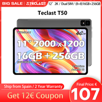 TECLAST T50 2K tablet 11 inch Android 12/13 8GB RAM + 128GB/256GB ROM(TF 1TB), 4G LTE, Dual SIM + 5G WiFi, 2000x1200 IPS TDDI CPU T616 octa-core 2GHz 20MP/BT5/Type-C /GPS/7500mAh camera