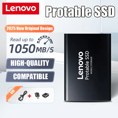 Lenovo-disco duro externo portátil SSD, unidad de estado sólido externa de 16TB, USB 3,0 tipo C, almacenamiento de alta velocidad para PC/Mac