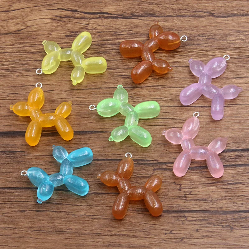 10Pcs 7Color 35*38mm 3D Resin Animal Charms Colorful Balloon Dog Pendant For Earring Keychain DIY Jewelry Making
