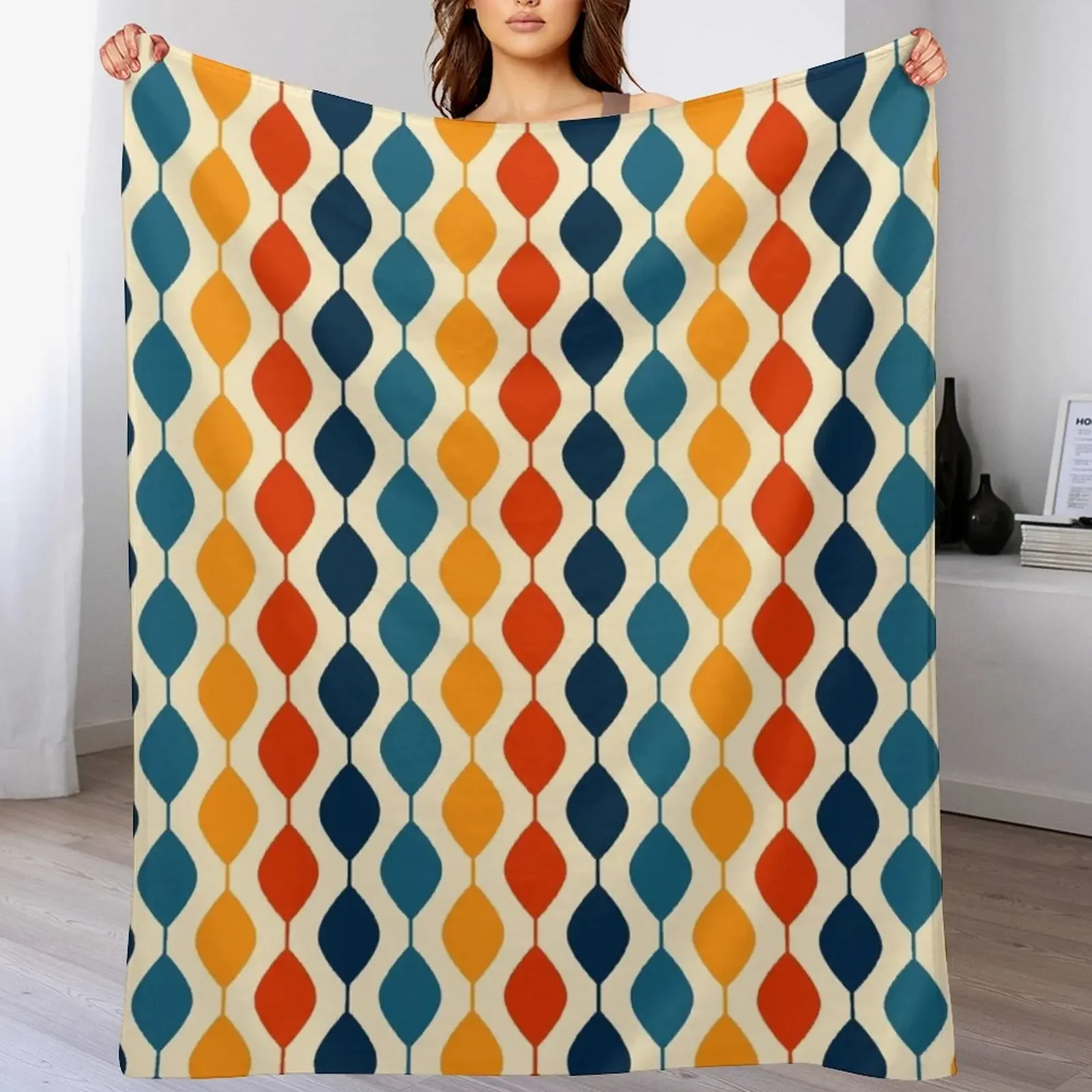 

Retro 1970's Bohemian Style Seventies Vintage Pattern Throw Blanket Easy Care Comfortable Blanket for Couch