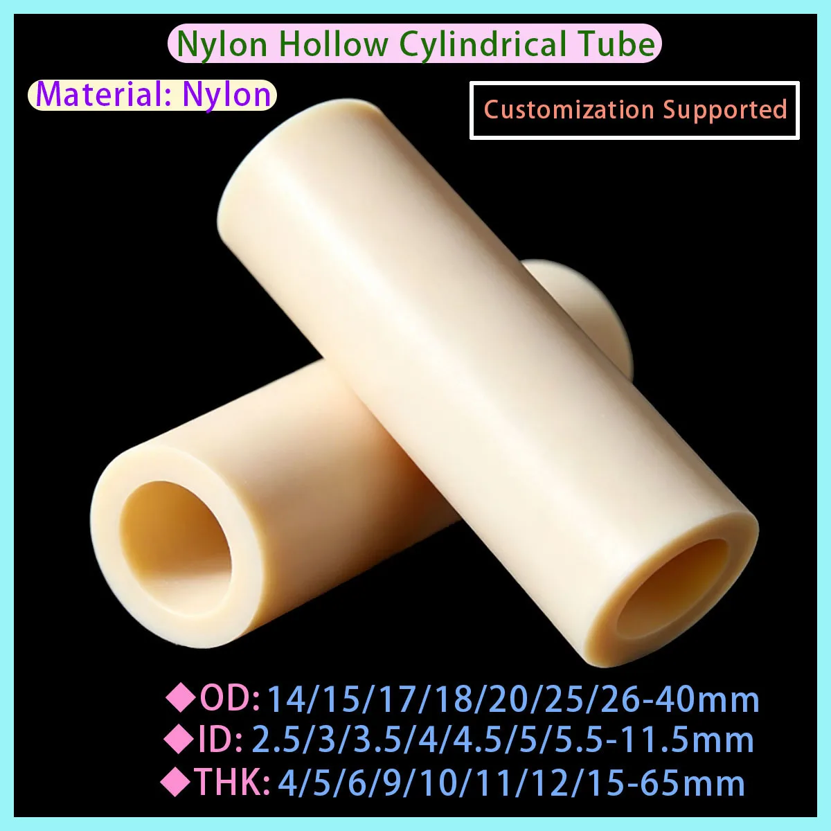 Nylon Plastic Lined Beige Tube Outer Diameter 14/15/17/18/20/25/26-40mm
