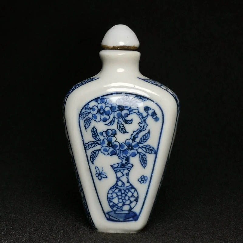 YIZHU CULTUER ART Size 7.6 × 4.3 cm Old Chinese Porcelain Painting Flower Figure Snuff Bottle Gift Collection