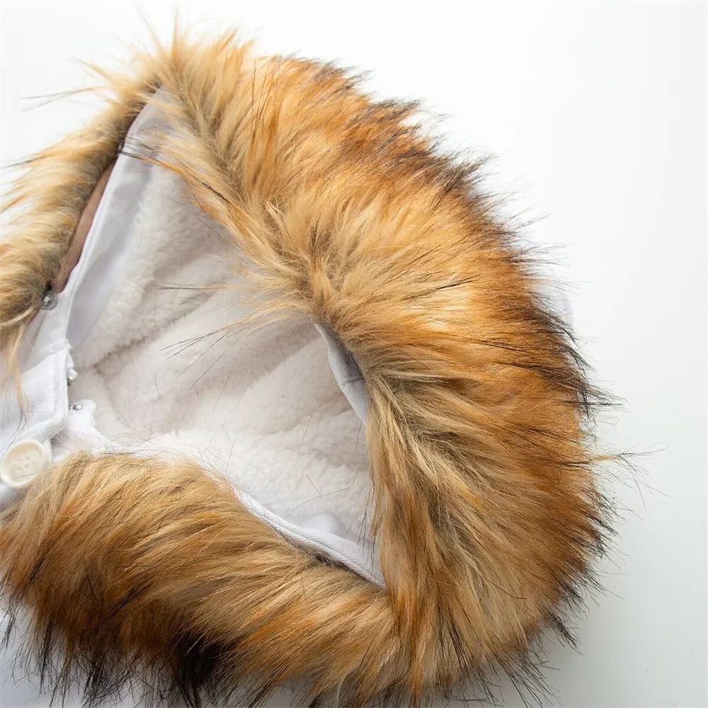 سترة نسائية شتوية جديدة بتصميم عصري وياقة من الفرو قابلة للفصل وجيب قصير من قماش الدنيم #3