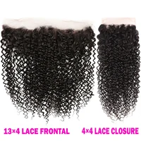 12A encaje Frontal transparente 13x4 onda de agua 4X4 cierre cabello humano brasileño cierre suelto agua profunda rizado recto