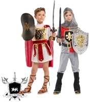 Kids Warrior Costumes Castle Defender Royal Knight Cosplay Outfits Halloween Carnival Performance Children Party Clothes