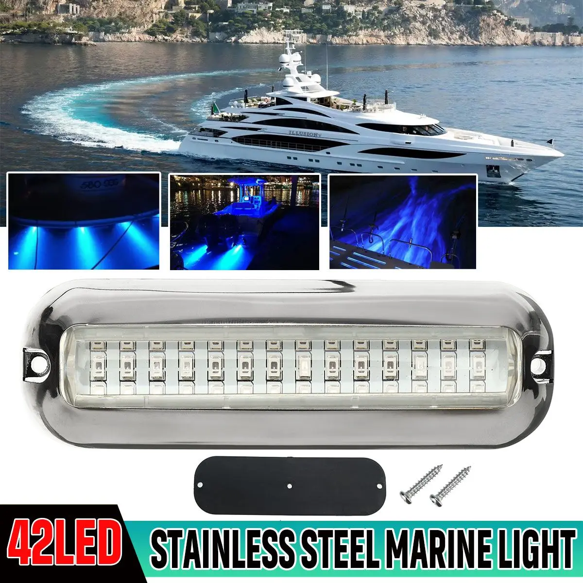 42LED Underwater Light Speedboat Boat Lights Navigation Lighting Boat Marine Transom Light RVS Yacht Accessories