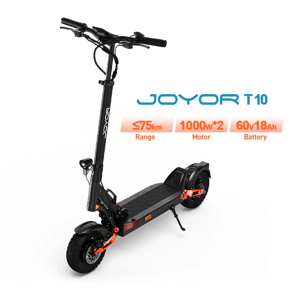 JOYOR T10 opvouwbare elektrische scooter, dubbele 1000 W motor, 10 inch off-road volwassenen e-scooter met 60 V 18 Ah batterij