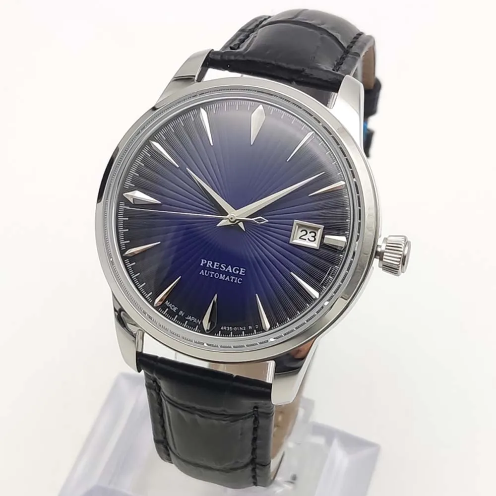 ساعة ميكانيكية أوتوماتيكية دائرية كلاسيكية للرجال، عيار NH35، هيكل 40 ملم، حزام جلدي مريح، ساعة رجالية