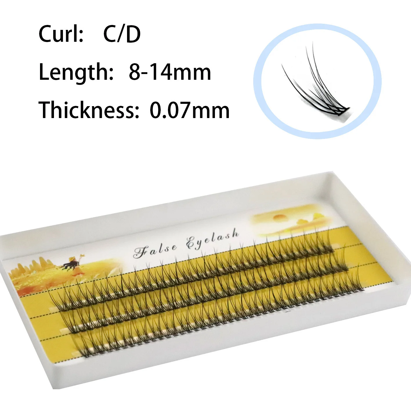 120 clusters/box Natural Lashes Cross Style 0.07mmThick Fish Tail Single Cluster Hair Soft Curly Swallow Tail False Eyelashes