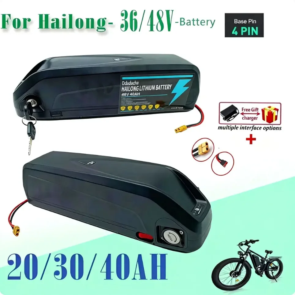 Batteria al litio per e-bike Hailong 36V 48V 20Ah-30Ah-40Ah ad alta potenza, ricarica rapida, lunga autonomia per motori da 500W-1500W | Spedito dalla Polonia