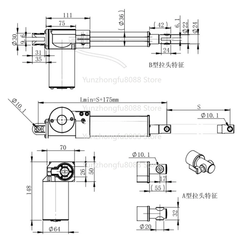 Attuatore lineare 6000N con interruttore a pedale per apparecchiature immagine RISESAT rs-d